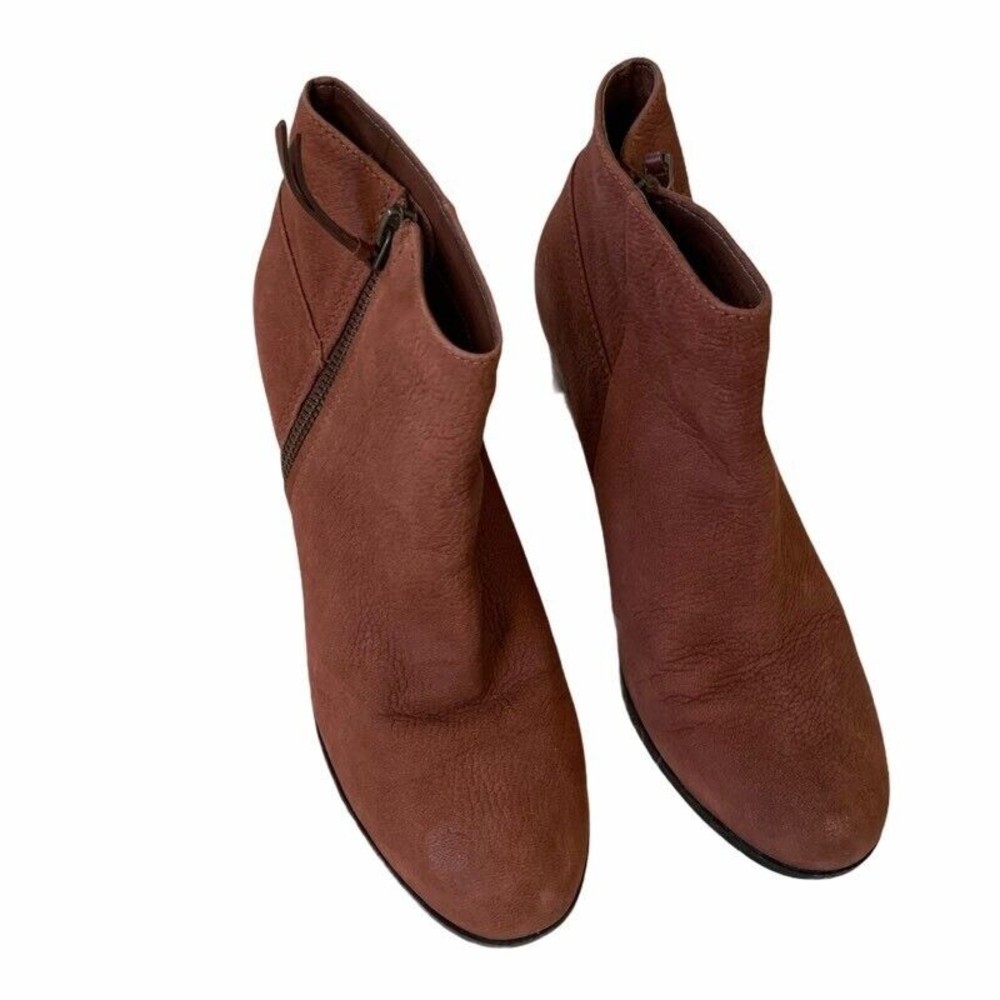 Cole Haan Womens Ankle Boots Booties Red High Block Heel Round Toe Zip 7 B